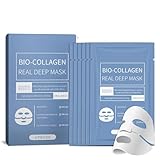 Bio-Collagen Real Deep Mask,4 pezzi Collagen Mask, Maschera Viso Coreana, Bio-Collagene Vera Maschera Profonda, Maschera viso al bio-collagene, per il Collagene, Film di collagene puro