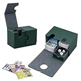 Doppio Deck Box Porta Mazzo per MTG, Capacità di 200+ New Carte Senza Maniche con 2 Piastra & 1 Dice Tray, Magnetic Flip Deck Box per Scatola di Carte di Collezione Magic Commander TCG -Verde