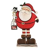 com-four® Espositore Decorativo per Natale - Babbo Natale in Legno da posare - Babbo Natale da Decorare e Regalare (Babbo Natale - Ho Ho Ho)