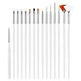 Hanyousheng Pennelli Unghie, 15 Pezzi Nail Art Pennelli, Nail Art Brush, Acrilico Gel Pennelloper Unghie Per Fai Da Te Flower Petal Pennelli Unghie Pittura Drawing Pen