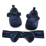 Carolilly Set Neonata Scarpe Primi Passi Bowknot Battesimo Infantile Scarpine Neonato Principessa AntiScivolo+Fascia Neonata