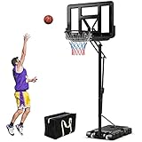 COSTWAY Canestro Basket da Interno ed Esterno per Adulti, Canestro da Basket Professionale e Regolabile in Altezza da 245 a 305 cm con Tabellone da 111cm, Base Riempibile e 2 Ruote