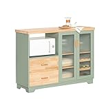 SoBuy Credenza buffet con 2 ante in vetro Mobile da cucina Mobile microonde 120x40x90cm FSB81-GR