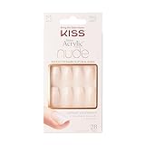 KISS Collezione Salon Acrylic French Nude, Leilani, unghie finte nude di media lunghezza, include 28 unghie finte, colla per unghie, lima per unghie e stick per manicure