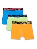 JACK & JONES Jacbill Solid Trunks 3 Pack Boxer a Pantaloncino, Electric Blue Lemonade/Pack: Orange Pepper – Jasmine Green, L Uomo