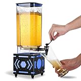 REAWOW 3L Getränkesäule Beer Tower Dispenser Drink Dispenser mit LED Lights Abnehmbar Einfach zu Reinigen Keg Tag für Küchenparty (schwarz)