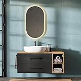 Planetmöbel mobili da bagno mobili da bagno sospesi con lavabo, mobili da bagno LUX 120 cm, nei colori rovere oro/antracite