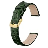 BISONSTRAP Cinturini per Orologi Donna, Cinturino di Ricambio Morbidi con Fibbia Iucida, 16mm, Verde con Fibbia in Oro