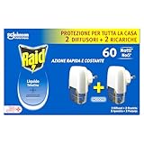 Raid Liquido Elettrico Antizanzare Comuni e Tigre, Inodore, Formato Convenienza, Confezione da 2 Diffusori e 2 Ricariche, 60 Notti