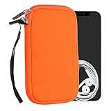 kwmobile Custodia in Neoprene con Zip per Smartphone L - 6,5" - Astuccio Portacellulare a Sacchetto con Cerniera - Borsa in Arancione Fluorescente