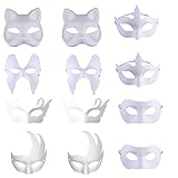 YYQQ 12 Pezzi Maschera Bianca, Feste in Maschera Anonimo Maschere, DIY Maschera Bianca, DIY Maschera da Ballo in Maschera, Maschera Bianca Non Verniciata, Adatto per Ballo di Fine Anno, Carnevale