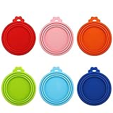 Huayue 6 Pezzi Coperchio per Lattina di Cibo, Coperchi in Silicone per Lattine di Animali Domestici Tappi per Lattine con Taglia 3 in 1 - (Arancione/Blu Scuro/Azzurro/Verde/Rosso/Rosa)