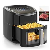 EUARY Friggitrice Ad Aria Calda 7,5 Litri, Air Fryer XXL con 17 Programmi, 1700W Friggitrice Senza Olio per 6-8 persone, LED Touch Screen, 32 Ricette Cartacee[Cinque lingue compreso l italiano]