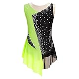 Kaerm Body Da Pattinaggio Artistico Bambina Leotard Da Balletto Senza Maniche Tuta Vestito Da Danza Moderna Latino Ragazze Vestiti Da Ballerina Abiti Da Ballo Ballet Verde fluorescente 15-16 anni