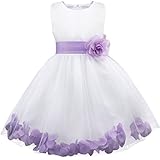 Freebily Vestito da Principessa Bambina Abiti da Damigella Ragazza Abito da Sera Lungo Vestito da Cerimonia Elegante Senza Maniche Gonna Lunga Tulle Festa di Compleanno Lavanda A 10 Anni