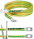 EBROM Cavo di messa a terra H07V-K 16 mm², conduttore di messa a terra verde e giallo da 30 cm fino a 10 m di lunghezza + capicorda nelle dimensioni M6/M8/M10/M12, combinabile anche – Made in Germany