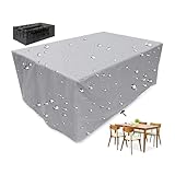 XUEDNGM Copertura Mobili da Giardino Quadrato 270 x 65 x 94 cm, 420D Tessuto Oxford, Antipolvere, Strappo Resistente Copertura Tavolo Esterno per Tavoli e Sedie da Giardino, Grigio Chiaro