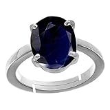 DENMOUS Origianal certificato 8,25 Ratti 7,75 carati zaffiro blu naturale anello placcato argento con bellissima pietra uomo e donna – certificato – B0CT5RYBDRAMZ1740, piccolo, argento sterling,