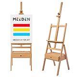 MEEDEN - Cavalletto da Studio con Telaio a H, con cassetto, Regolabile (152,4-190,5 cm), in Legno di faggio per artisti, Studenti e Adulti, può Contenere Tele Fino a 89 cm