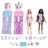 Barbie - Cutie Reveal Pigiama Party Set Regalo, con 2 Bambole e 2 Cuccioli, Include 35+ sorprese e Costume di Peluche, con Effetto Cambia Colore, Giocattolo per Bambini, 3+ Anni, HRY15