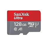 SanDisk Ultra Scheda di Memoria MicroSDXC e Adattatore, con A1 App Performance, Velocità Fino a 100 MB/Sec, Classe 10, U1 , Single Pack, 128 GB, Rosso/Grigio