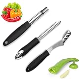 JAONLD Jalapeno Pepper Corer Set da 3 Pezzi Togli Torsolo Mela Acciaio Inossidabile Strumento di Rimozione dei Semi Portatile Utensili da Cucina Essenziali per Peperoni, Frutta, Verdura