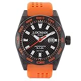 Locman Italy Orologio da uomo Stealth Carbon automatico nero/arancione Ref. 0216, cinghia