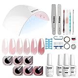 Vishine - Kit completo per smalto semipermanente, lampada LED 36W, 6 flaconi di smalto gel, top base, completo per manicure, accessori per nail art