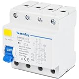 Warmfay FI - Interruttore di protezione 63 A, 300 mA tipo B, 4 poli, RCD, interruttore a corrente residua, DC 6 MA per stazioni di ricarica