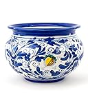 Porta vaso blu in ceramica di Caltagirone fatto a mano Vaso porta piante in ceramica
