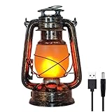 ACMHNC Lanterne da Esterno Vintage, Lampada da Tavolo Senza Fili Ricaricabile LED Lanterna da campeggio giardino Nostalgia Lanterna Batteria, Effetto Fiamma, Per Ristorante, Cortile, Portico