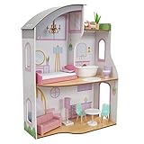 KidKraft Casa delle Bambole in Legno Elise con Accessori e Mobili inclusi, Set da Gioco a 3 Piani con Terrazza sul Tetto per Bambole da 30 cm, Giocattolo per Bambini 3+ Anni, 10237