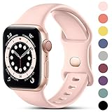 CeMiKa Cinturino Compatibile per Apple Watch Cinturino 38mm 40mm 41mm 42mm 44mm 45mm 49mm, Silicone Cinturini di Ricambio per iWatch Series 9 8 7 6 5 4 3 2 1 SE, 38mm/40mm/41mm-S/M, Rosa Sabbia