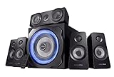 Trust Gaming Gxt 658 Sistema Set Di Altoparlanti Surround 5.1, Con Subwoofer Illuminato Led Blu, Potenza Totale Di 180 Watt, Nero