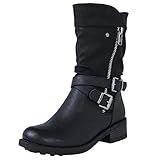 Stivali da donna a metà polpaccio con borchie scarpe basse Sugar Truth Stivali da donna, Nero , 37 EU