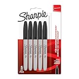 SHARPIE Pennarelli Indelebili, Punta Fine, Confezione da 5, Nero