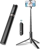 TONEOF 152cm Bastone Selfie Treppiede, Tutto in 1 Treppiede Smartphone Estensibile in Alluminio con Telecomando Wireless Selfie Stick Treppiede portatile e leggero per iPhone e Android-Nero