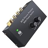 LiNKFOR Preamplificatore Giradischi con Tasti Controllo del Volume e Interruttore di Alimentazione Preamplificatore Phono per Fonografi/Lettori di Disch RCA6.35mm Preamplificatore Alimentazione DC 12V