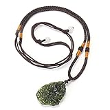 HiyyFloy Collana in Moldavite Naturale Aeroliti Verdi Ciondolo in Pietra di Meditazione Energetica Collana con Ciondolo Meteorite Feng Shui