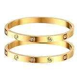 WATEFOER Bracciale Donna in Acciaio Inossidabile Zirconi Stile Semplice oro 18k placcato Gioielli con cristallo Regali per la festa della mamma San Valentino Coppie di nozze