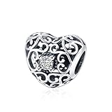 HMILYDYK, charm a forma di cuore in argento sterling con cristalli Swarovski Elements, compatibile con braccialetti Pandora