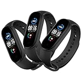 Compatibili con Cinturino Mi Band 5/6/7, 3 Pezzi Ricambio per Xiaomi Smart Band 5/6/7 Cinturino, Remplacement Mi Band 5/6/7 Cinturino, Silicone Morbido Traspirante Regolabile, Donna e Uomo(Nero)