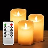 Candele LED di ILEEDear, candele finte fiamma oscillante set 3 (10cm, 12.5cm, 15cm), natale decorazioni, candele led fiamma oscillante, candela led finte, lanterne natalizie da interno, bianco caldo