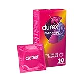 Durex Pleasuremax, Preservativi con Rilievi e Nervature, Stimolanti per Lei, 10 Profilattici