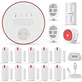 YISEELE Allarme casa Senza fili, 15pcs Allarme casa WiFi, Sistema di Allarme per con APP con Sirena 120DB, Sensori Finestra, Anti-pet PIR, Telecomandi