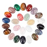 PH PandaHall 25pcs cabochon ovali in pietra preziosa 18x13mm con retro piatto gemma cabochon per bracciali collane artigianato creazione di gioielli, pietra mista