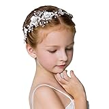 IYOU Fascia per capelli da comunione con fiore bianco Coroncina da principessa in cristallo Accessori per capelli con perle di strass Ragazze e bambina