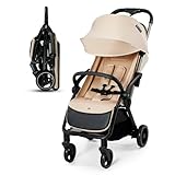 Kinderkraft APINO Passeggino Leggero fino 22 kg, Solo 7,5 Kg, Passeggino Da Viaggio, Pieghevole automatico, Schienale Regolabile In Posizione Sdraiata, Copertura Antipioggia, Beige