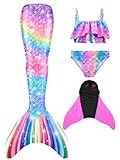 DNFUN Costume da Bagno da Bambina a Coda di Sirena, per Cosplay, per Il Nuoto, con Bikini e Monopinna