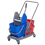 HOMCOM Carrello delle Pulizie Professionale 2 Secchi Capacità 25L Strizzatore 73 × 45 × 92cm